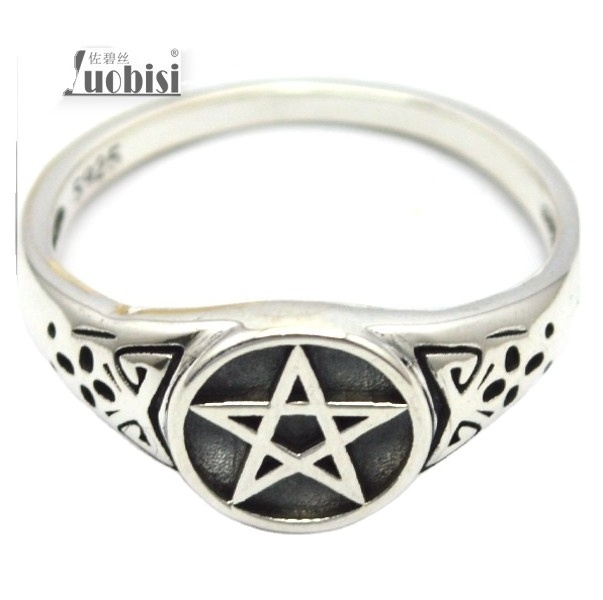 New design 925 sterling silver rings casting pentagram ring for men jewelry