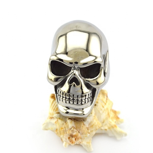 Heavy Huge Matt or High Polishing Stainless Steel Skull Ring with Solid Back for strong men motorcycle riders and bikers