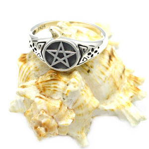 New design 925 sterling silver rings casting pentagram ring for men jewelry