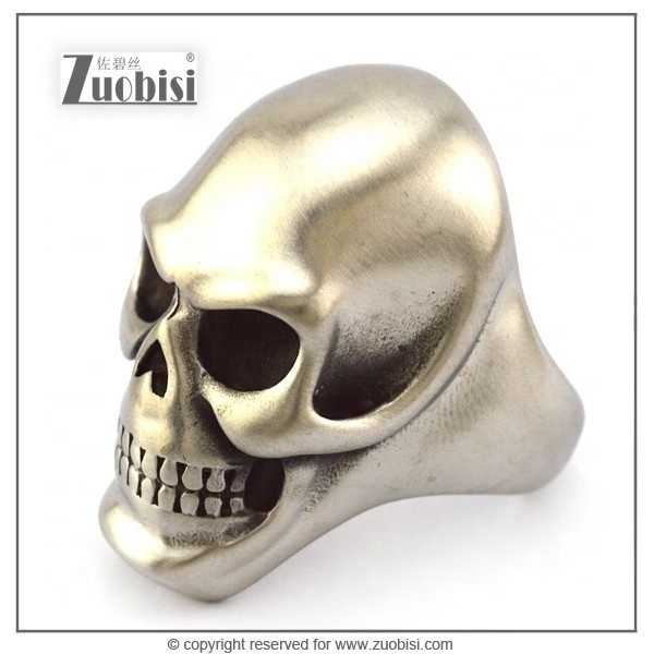 Heavy Huge Matt or High Polishing Stainless Steel Skull Ring with Solid Back for strong men motorcycle riders and bikers