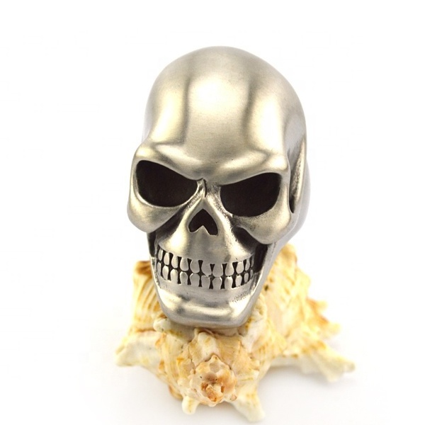 Heavy Huge Matt or High Polishing Stainless Steel Skull Ring with Solid Back for strong men motorcycle riders and bikers