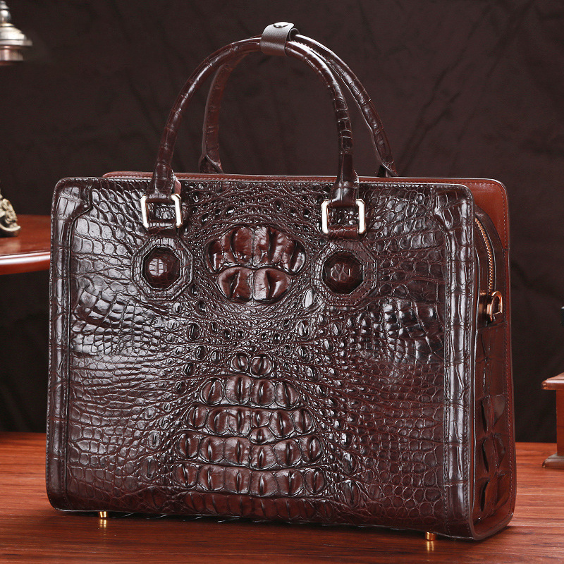 Luxury high quality Password lock handbag genuine crocodile leather Crossbody briefcase business bag for men Wholesale