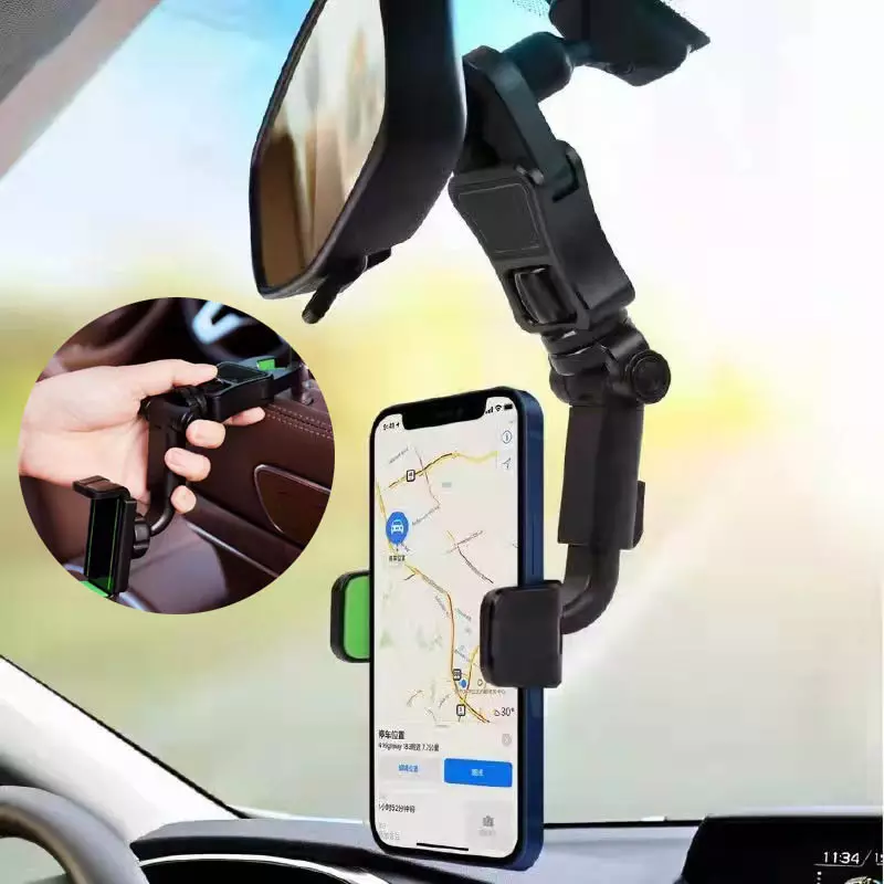 Hot Sale Rotation Car Rearview Mirror Phone Mount Holder Smartphone Cradle For Cell Phone GPS Navigation