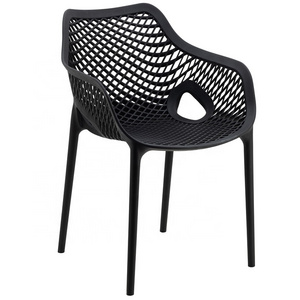 Modern black pp stackable outdoor air dining armchair