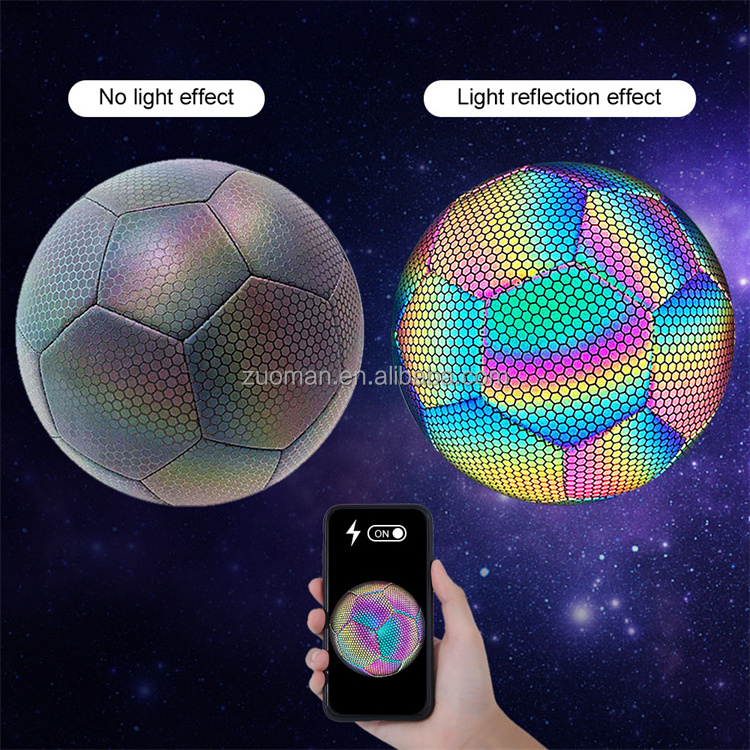 Wholesale Reflective Football Size 5 Luminous Soccer Ball Football Glow In The Dark Football Ball Holographic Soccer Balls OEM