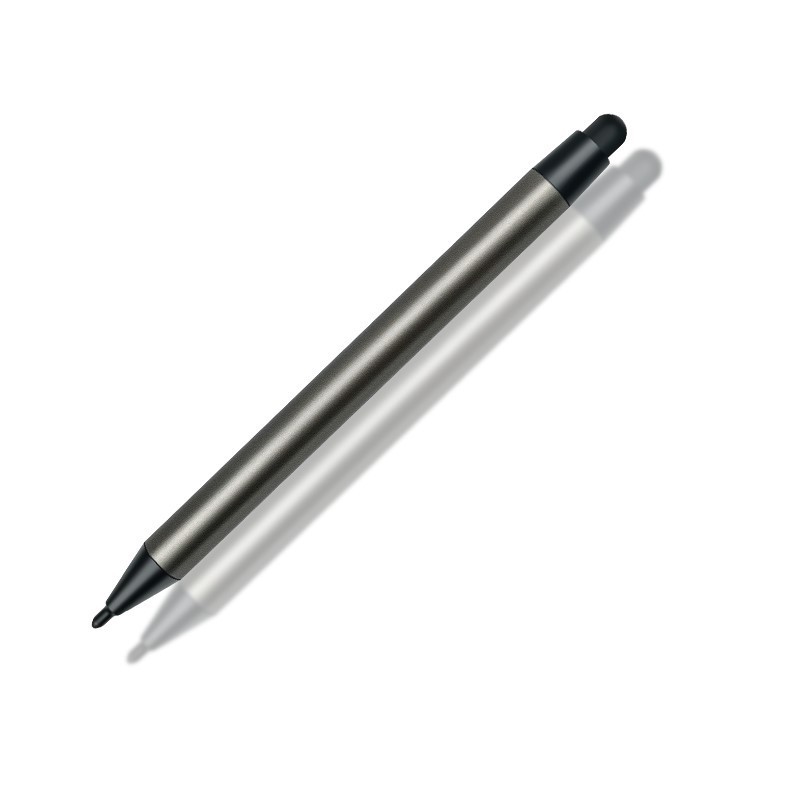 Customized Brand Logo Dark Gray Color Touch Screen Touch Pens with Double Tips Aluminum Body Stylus Pens for interactive display