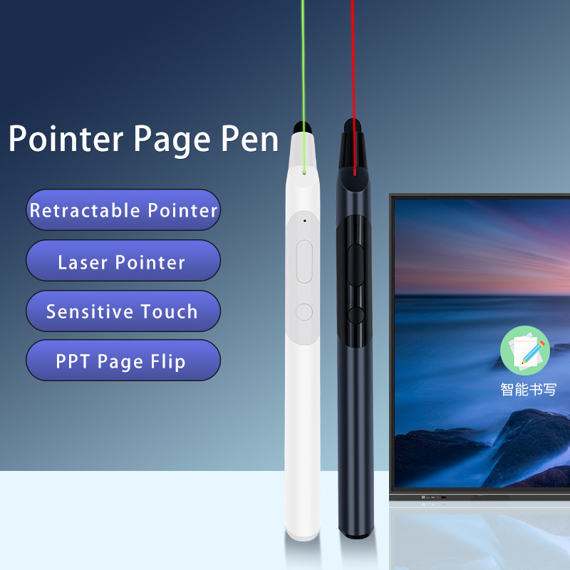 Educational Tool  Multi-functional Smart Teach Pointer Retractable Pen Red/ Green Laser PPT Page Up&Down for Interactive Display