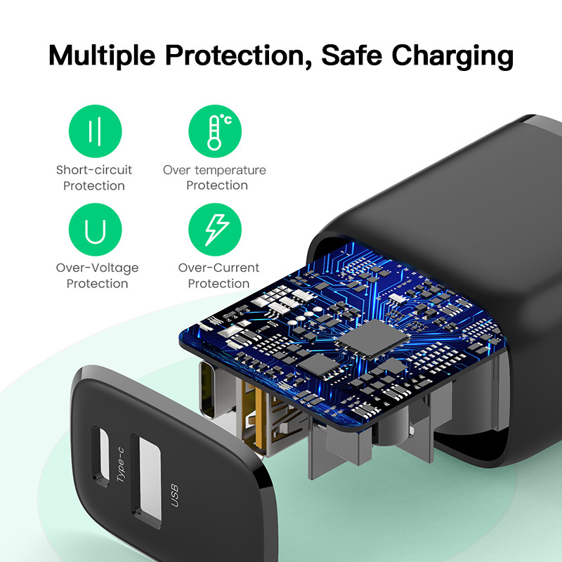 fast charging 5V 9V 12V DC USB type-c EU US UK AU universal mobile phone charger for android IOS