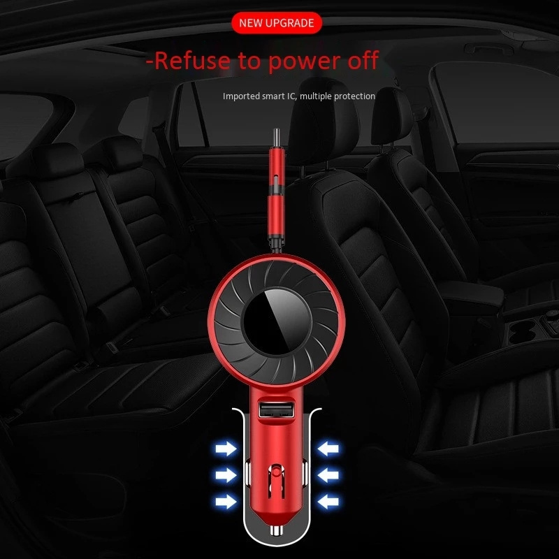 3 in 1 multi charger station Type c USB fast retractable car charger for android iphone mobile phone