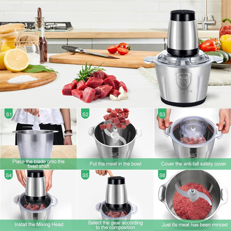 Kitchen Small 2L 3L Stainless Steel Electric Yam Pounder Fufu Pounding Machine Vegetable Food Grinder Blender Mixer Meat Chopper