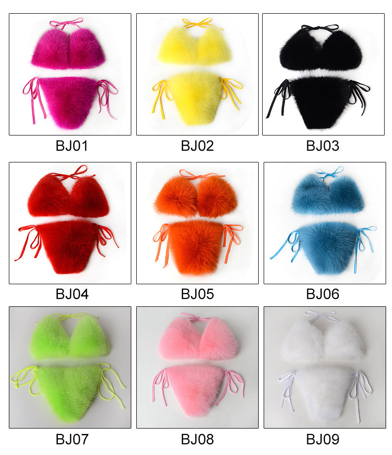 Sexy Fur Swimwear Halter Backless Swimsuit Designer Swimsuits Famous Brands Bikinis Beachwear