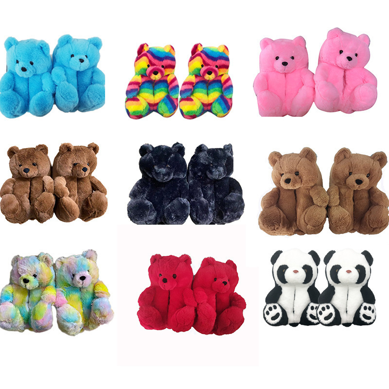 2022 Cheap Teddy Bear Pink Teddy Bears Plush Slippers Shoes Slippers Brown Indoor Lady Shoes Women House Shoes For Girls