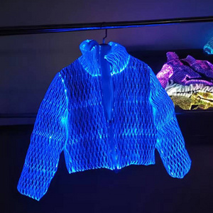 Down LED Glowing Optical Fiber Winter Coat Jacket for Womens Puffer Jacket LED 2023