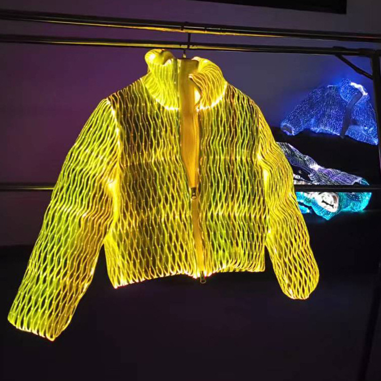 Down LED Glowing Optical Fiber Winter Coat Jacket for Womens Puffer Jacket LED 2023