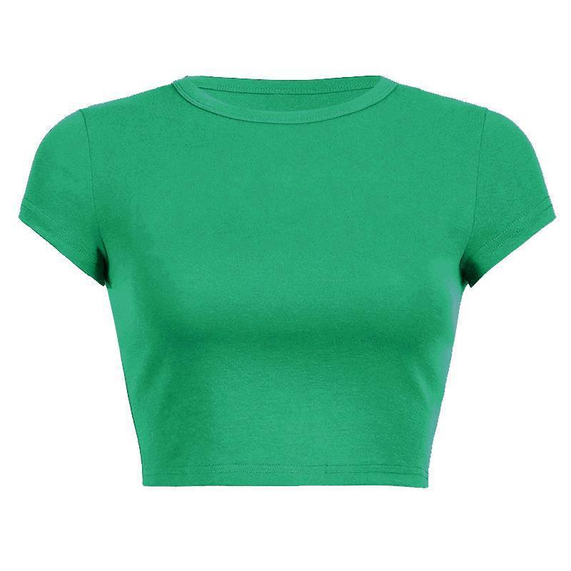 Factory Wholesale  Custom Logo Print Crop baby Tee Sexy Basic Tshirts Short Sleeve Cotton crop top women's t-shirts