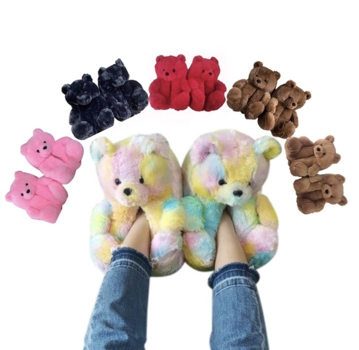 Pink Teddy Bears Plushs Slippers Shoes Lovely Plush Slipper Animals Cheap Custom Bedroom Animal Teddy Bear Slipper