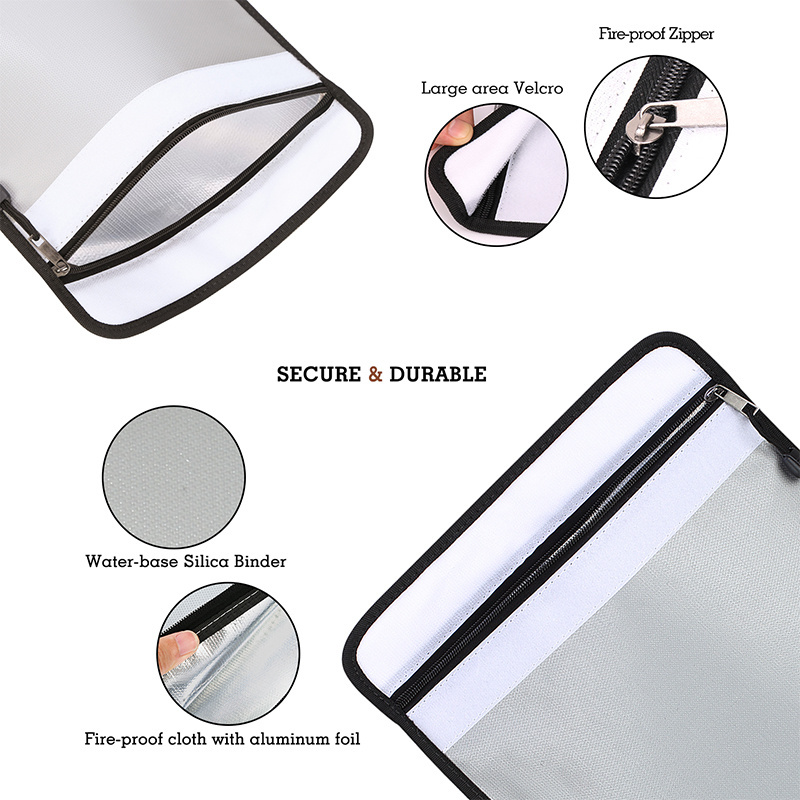 Silicone-coated fireproof documents fireproof wallet important documents fireproof safety protection bag waterproof briefcase