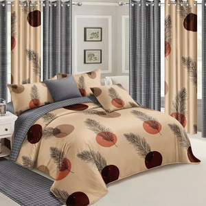 Custom Wholesale Hot Selling Printed 10pcs Curtain Bedding Set 100% Polyester Bedspread Sets for Home Use