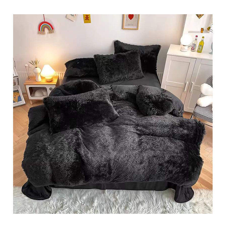 Soft Duvet Cover Sets Shaggy Plush Winter Duvet Cover Faux Fur Bedding Luxury Wholesale Winter Plush Fluffy Bedding Set