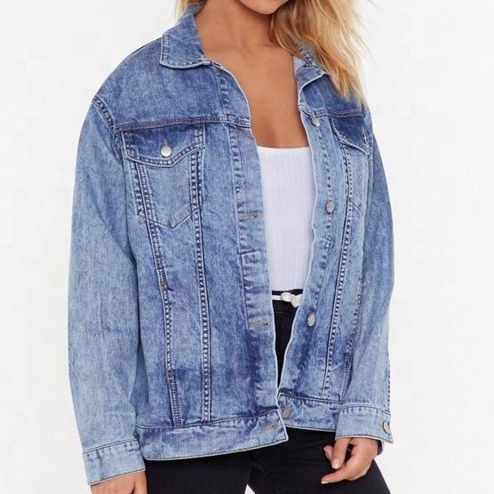 Vintage premium long jean jacket women denim jackets in bulk