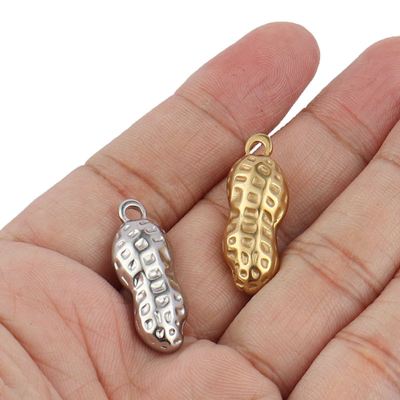 Wholesale Stainless Steel Peanut Charm For Jewelry Making Accessories Necklace Earrings Pendant