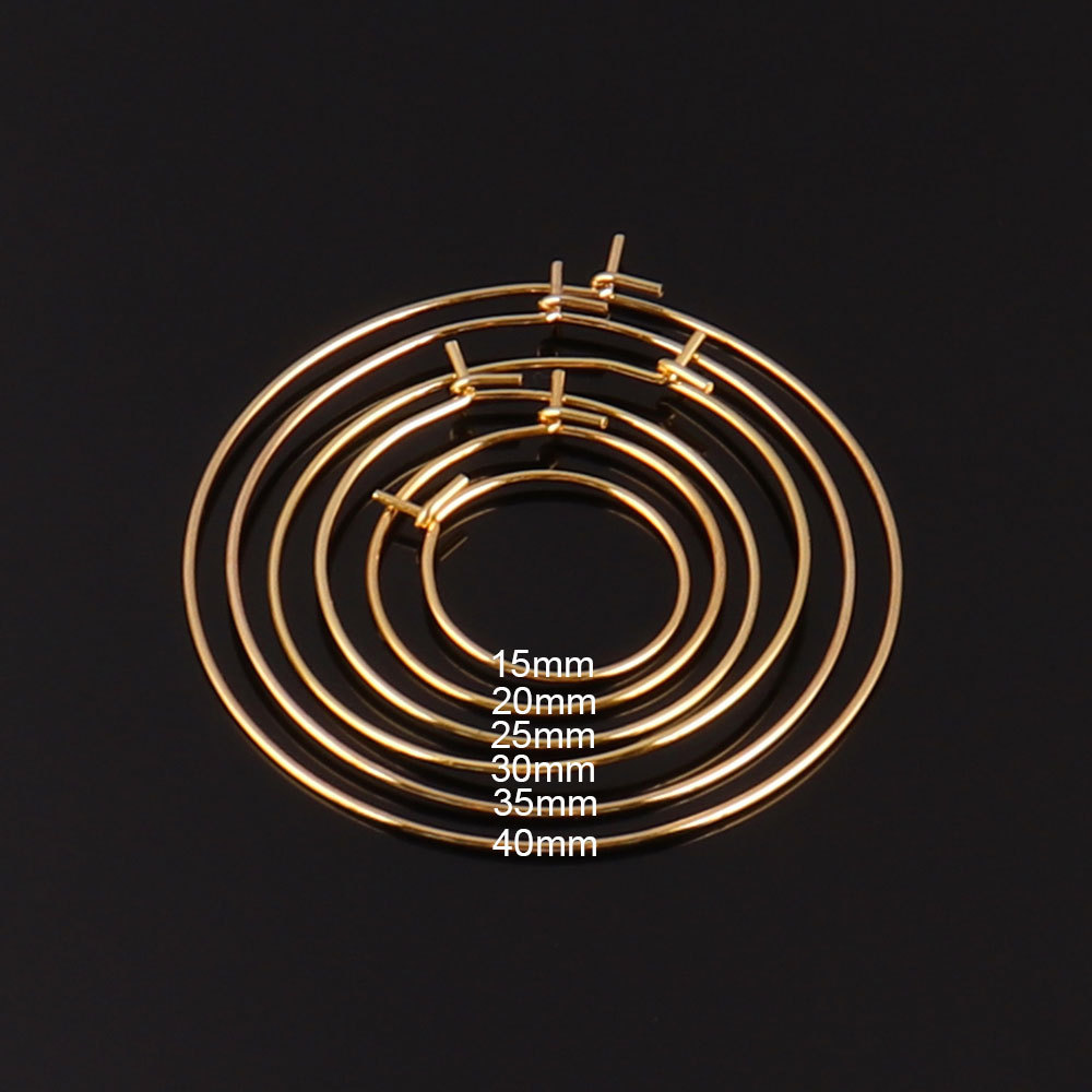 20pcs 20 30 40mm Stainless Steel Gold Plated Hoops Earrings Big Circle Ear Wires Hoops Earring Wires For DIY Jewelry Findings