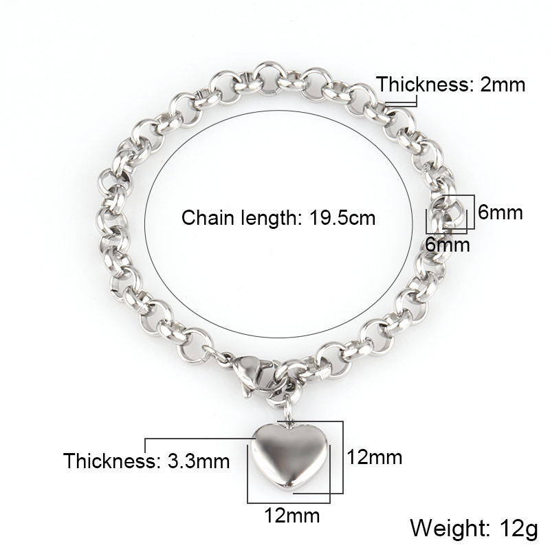 316L Stainless Steel Heart Charms Chain Bracelet 18k Gold Plated Lock Pendant Fashion Jewelry Bracelets Women accessories