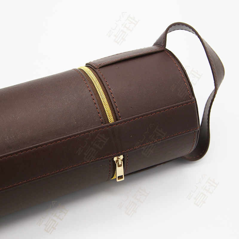 Custom Luxury Pu Leather Brown Wine Gift Box Single Bottle Red Wine Boxes Carrying Portable Wine Case