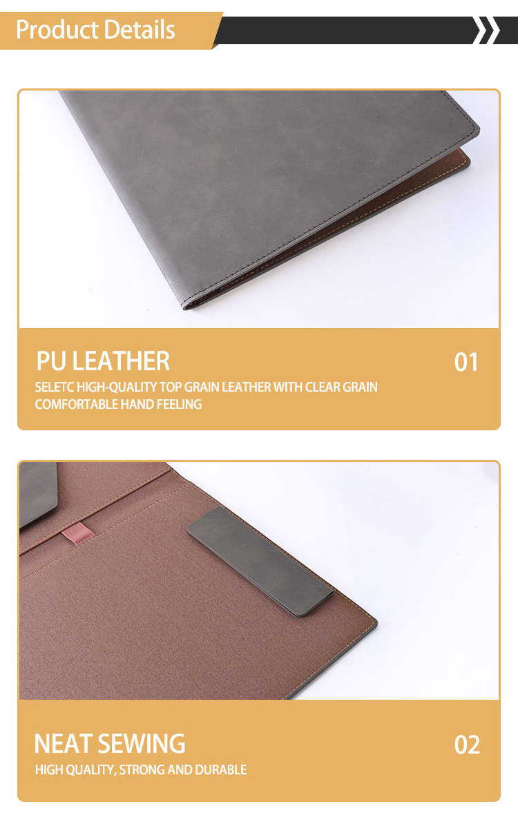 New personalized multifunction pu leather a4 size business conference signature Interview padfolio portfolio organizer folder