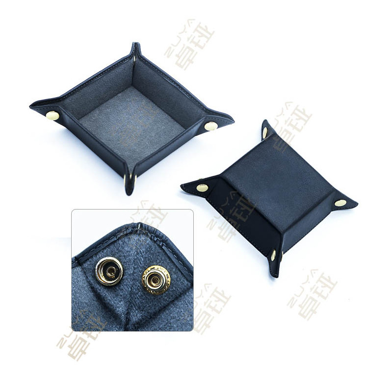 Valet Tray Unfolds Flat Catchall Jewelry Key Coin Change Phone Storage Tray Large Collapsable Leather Jewelry Box Minimalist