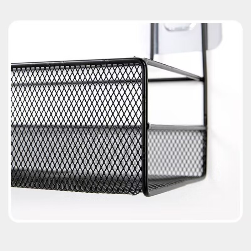 Perforation-free Self-adhesive Wall Storage Rack in the Bathroom Hanger Ironwork Shelf Large Capacity Mesh Racks