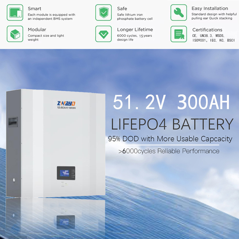 15kwh 30 kwh baterai lifepo4 48v 300ah lithium battery 200 amp 48v bms solar energy storage power wall 15kw battery