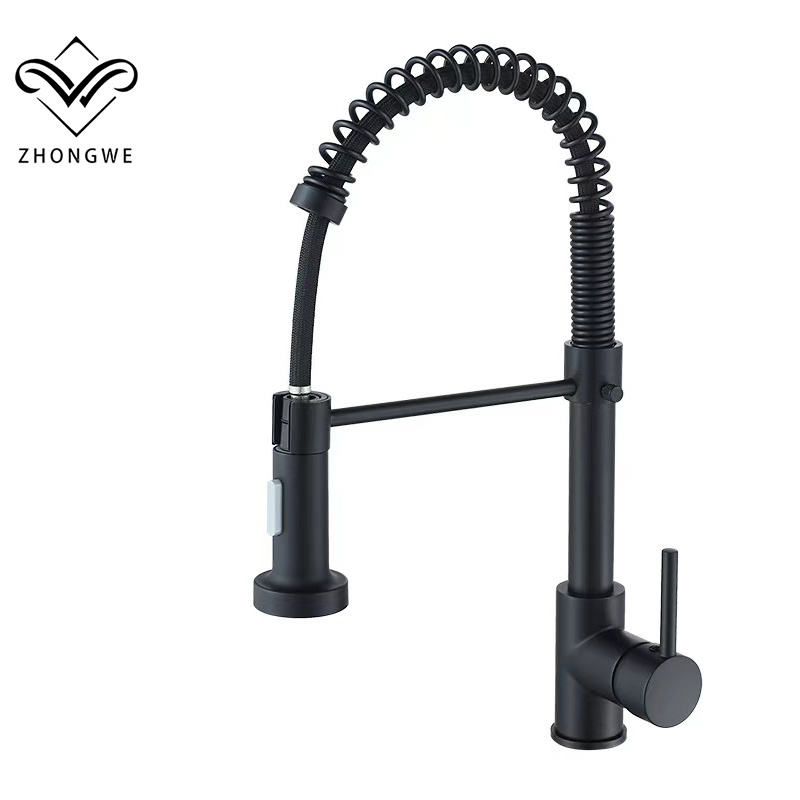 Modern 304 Sus Spring Hot Cold Water Mixer Kitchen Tap Pull Out Kitchen Faucet