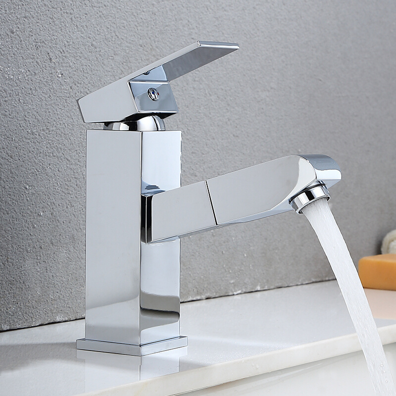 Bathroom Kitchen Basin Faucet 304 Stainless steel Pull Out Spray Sink Tap Hot And Cold Water Crane Deck Mount Faucets