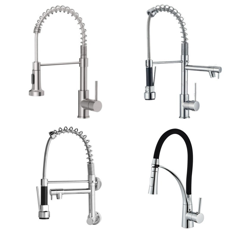 Brass Stainless Steel Brushed Black Torneira Gourmet Pull Down Kitchen Sink Faucets Pull Out Spring Kitchen Faucets