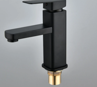 Black Square Bathroom Sink Faucet Bathroom Toilet Deck Mounted Basin Tap Single Handle Basin Faucet