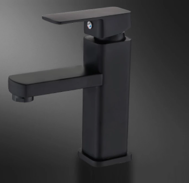 Black Square Bathroom Sink Faucet Bathroom Toilet Deck Mounted Basin Tap Single Handle Basin Faucet