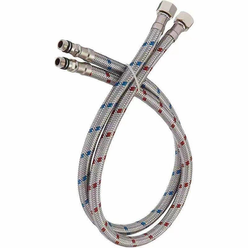 Faucet Cold and hot stainless steel hose Kitchen faucet inlet hose Red and blue braided pointed hose 60cm