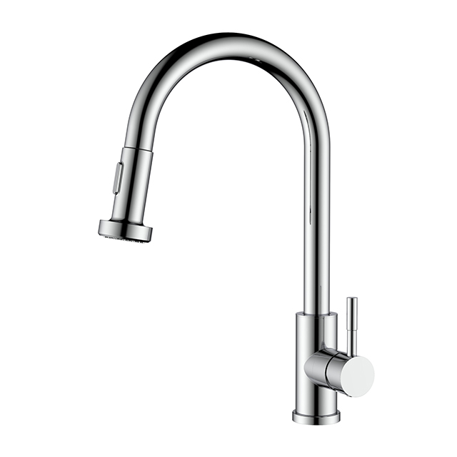 Single Handle Gooseneck Pull Out Sprayer Kitchen Faucet in Brushed Nickel Torneira Cozinha Goumert