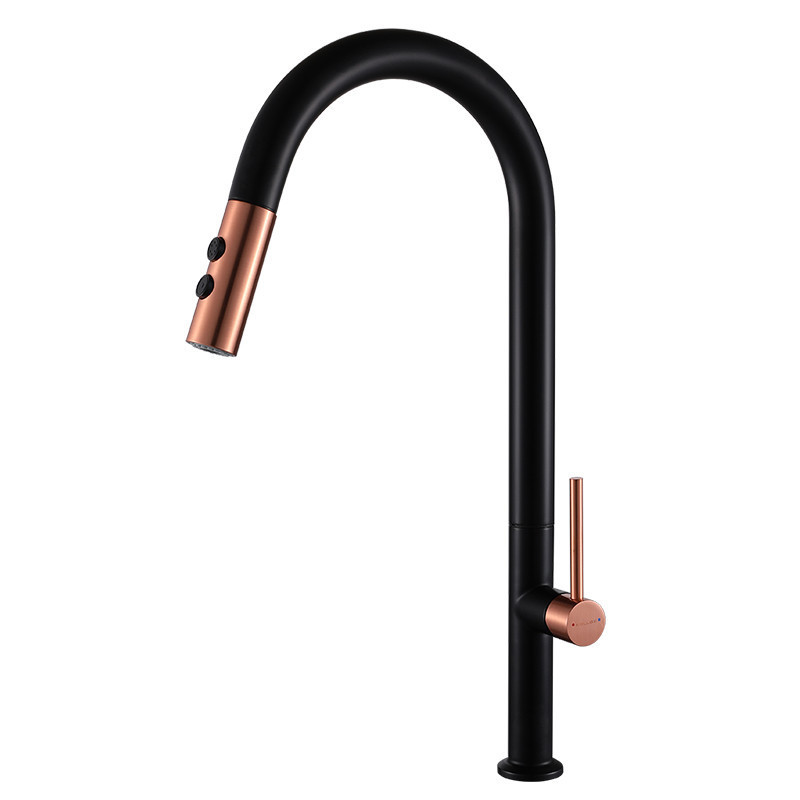 Newly Arrived Pull Out Kitchen Faucet Rose Gold and White Sink Mixer Tap 360 Degree Rotation Kitchen Mixer Taps Kitchen Tap