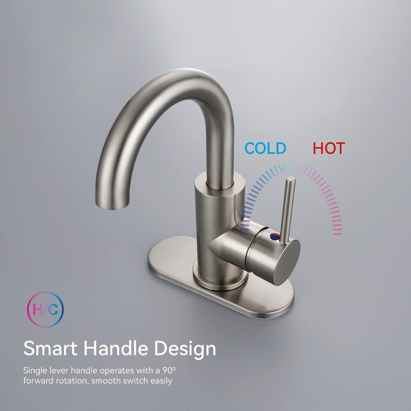 Swivel Spout Bathroom Sink Faucet with Pop-up Drain with Overflow and Supply Hose,Bar Sink Faucet,Small Kitchen Faucet Tap