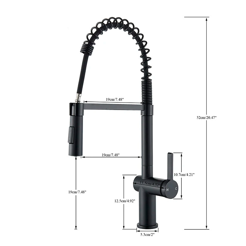 Brush Brass Faucets for Kitchen Sink Single Lever Pull Out Spring Spout Mixers Tap Hot Cold Water Crane Kitchen Faucets