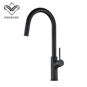 304 Sus Matte Black/Gold Hidden Pull Down PVD Kitchen Taps Faucets With Pull Out Sprayer