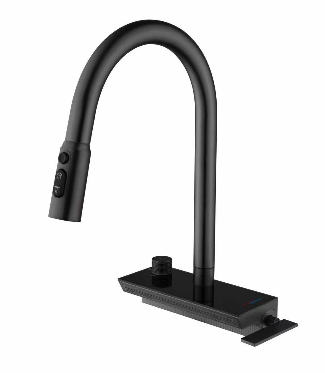 Commercial Gun Grey Rainfall Kitchen Tap Mixer Single Handle High Pressure Waterfall Brass Kitchen Sink Faucet