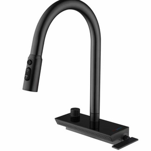 Commercial Gun Grey Rainfall Kitchen Tap Mixer Single Handle High Pressure Waterfall Brass Kitchen Sink Faucet