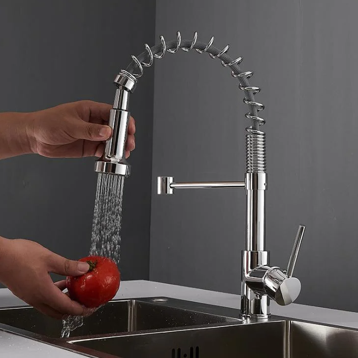 Hot Sale 304 Stainless Steel Taps Spring Pull out Kitchen Mixer Sink Kitchen Faucets