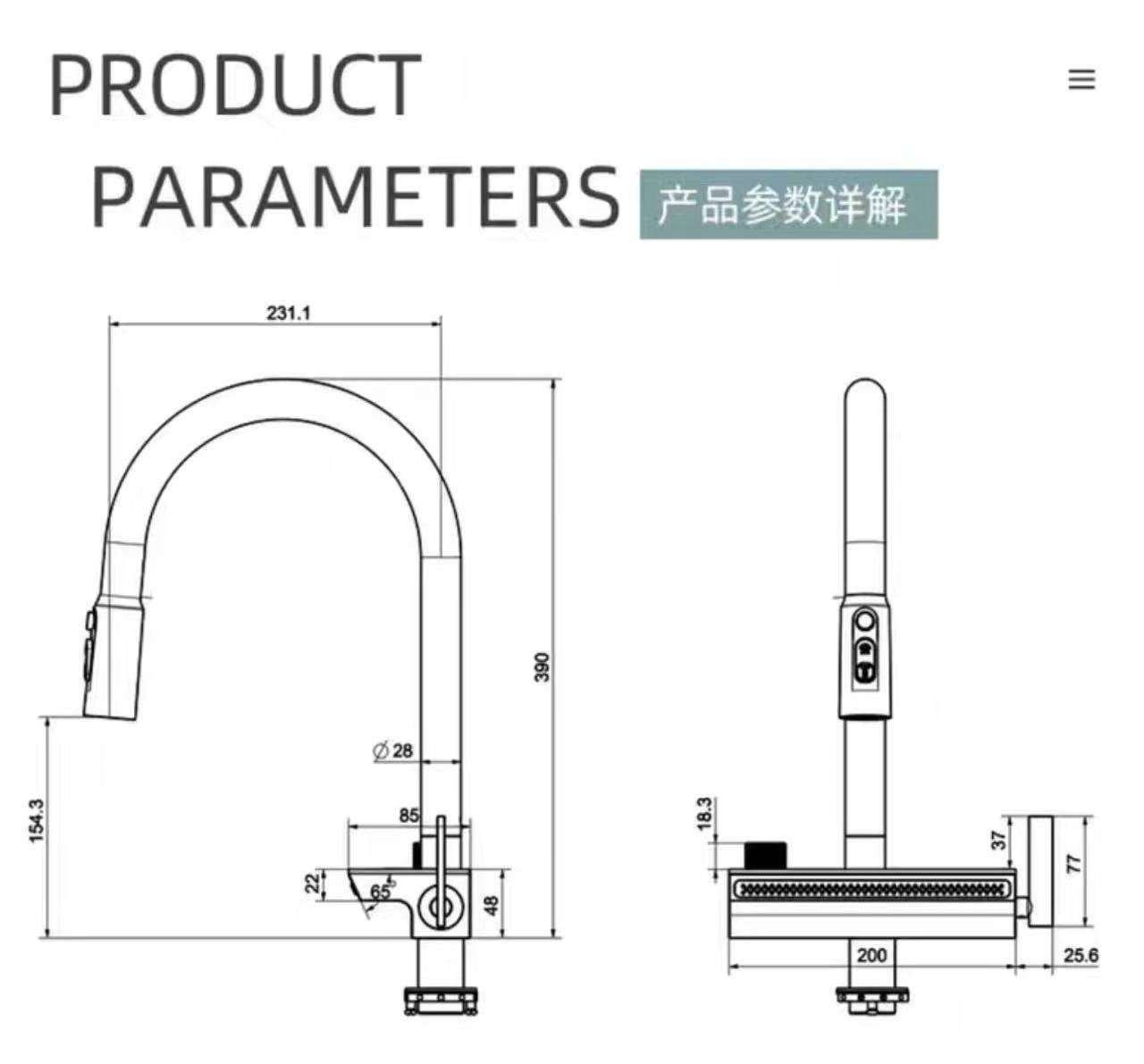 Commercial Gun Grey Rainfall Kitchen Tap Mixer Single Handle High Pressure Waterfall Brass Kitchen Sink Faucet