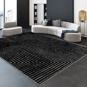 Modern Nordic style thickened living room carpet black and white primary color soundproof plush blanket bedroom