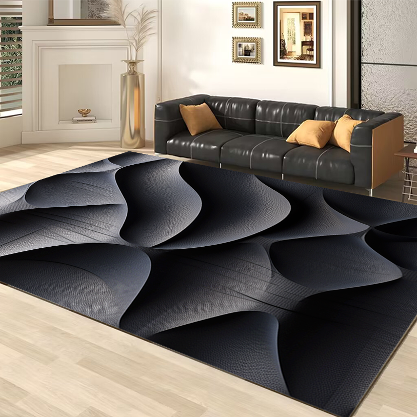 Modern Nordic style thickened living room carpet black and white primary color soundproof plush blanket bedroom