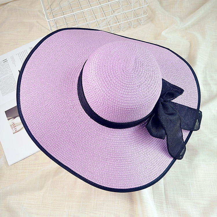 Stock Women Paper Straw Hat Large Wide Brim Straw Floppy Hat Summer Sun Fashion Broad Brim Beach Hat